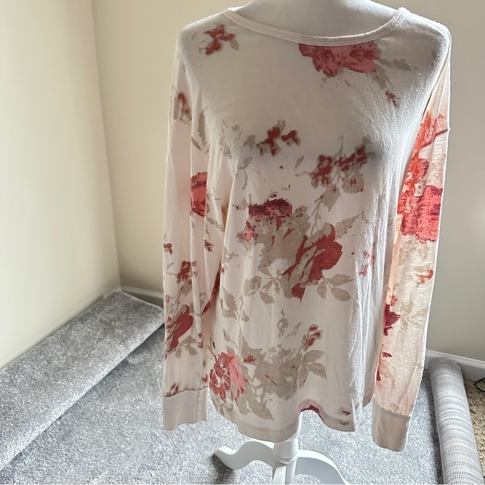 Free People We The Free Long Sleeve Tie-Dye Top Small Crew Neck Cotton Blend